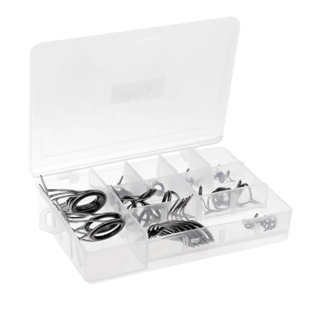 45pcs Vintage Fishing Rod Eyes Guides Line Rings Tips 6#-30# Rod Repair Kit