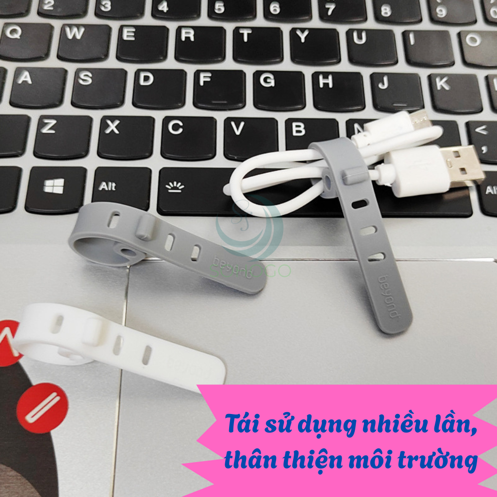 Dây buộc cáp silicon thông minh Dây quấn gọn cáp sạc mini Kẹp buộc dây cáp tái sử dụng Dây cố định cáp điện thoại đa năng Kẹp gọn dây tai nghe &amp; sạc Dây quấn silicon nhiều màu-Hàng nhập khẩu