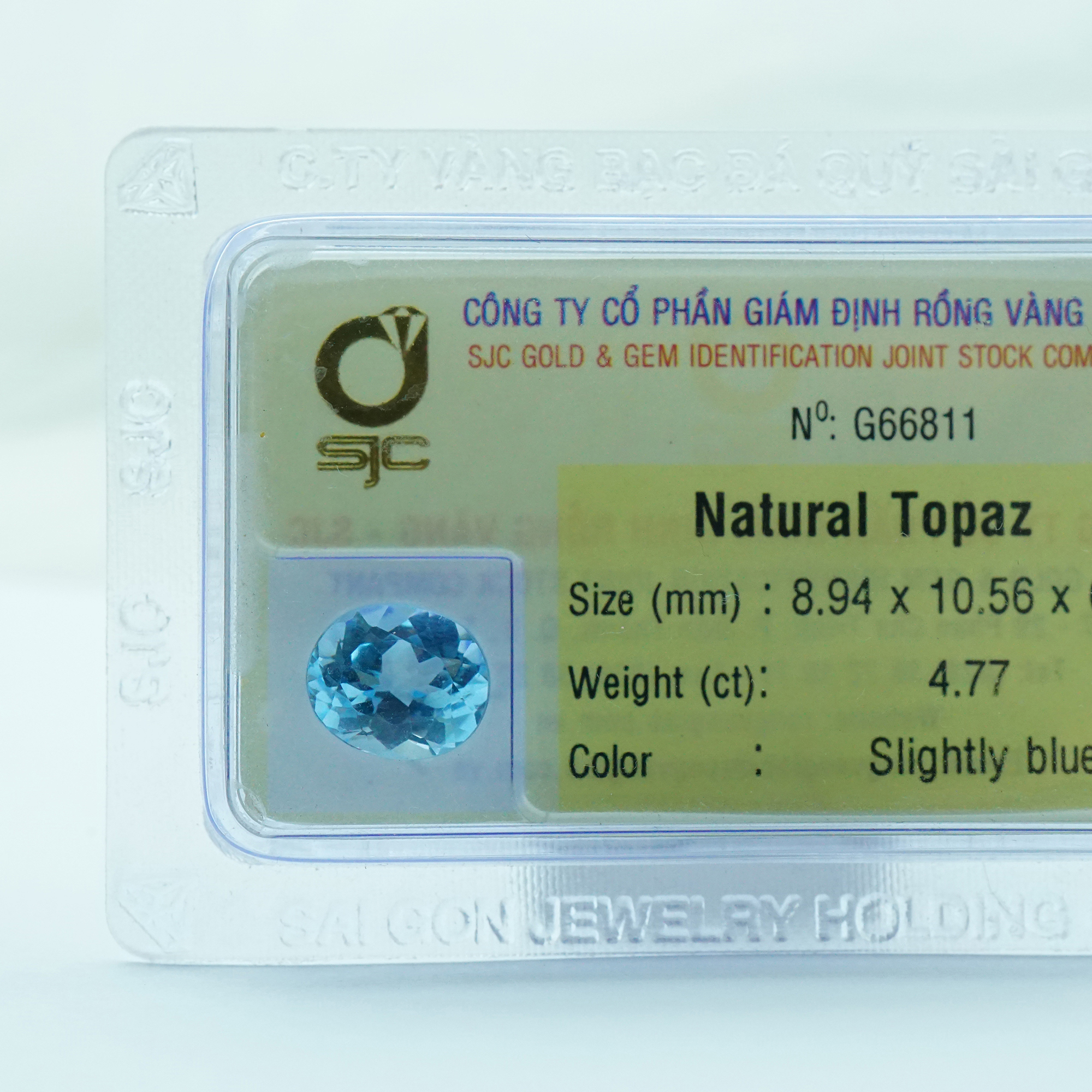 Viên đá Topaz kiểm định tự nhiên mài giác oval - 66811