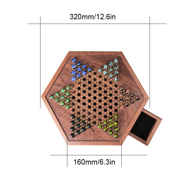 Bàn cờ bằng gỗ trò chơi Trung Quốc với ngăn kéo lưu trữ bi cho trẻ em, người lớn