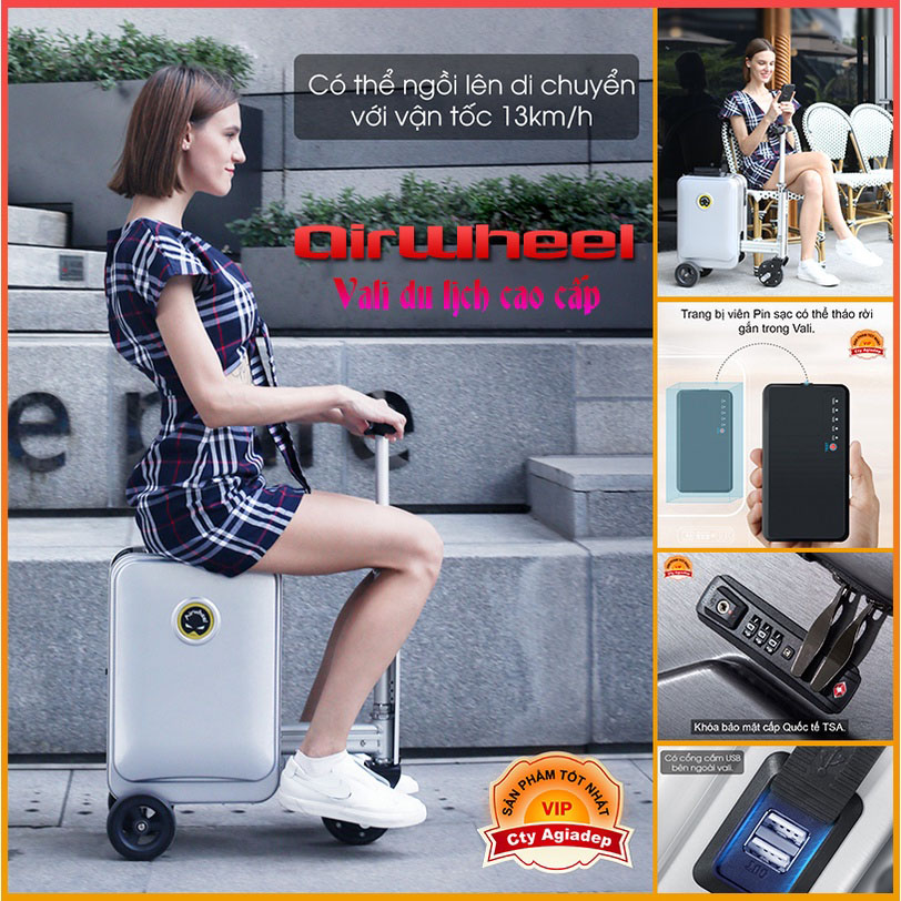 Vali AirWheel 3S USA Thông minh cho nghệ sĩ, người nổi tiếng, nhà giàu ngồi lái như xe điện