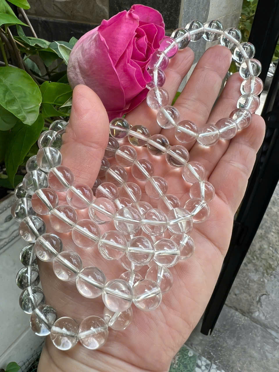 Vòng Chuỗi Nữ Đá Thạch Anh Trắng Tự Nhiên trong bóng đẹp size hạt 10mm Hợp Nữ mệnh Kim mệnh Thủy đeo đẹp xinh tay tốt cho sức khỏe công việc may mắn ạ