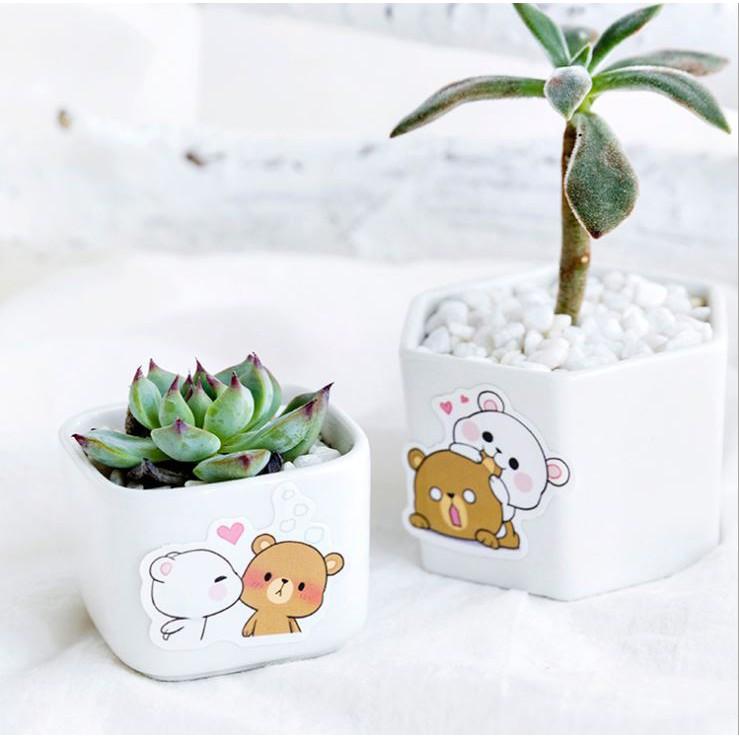 Bộ 46 Sticker Gấu Đáng Yêu Hàn Quốc dán trang trí E49