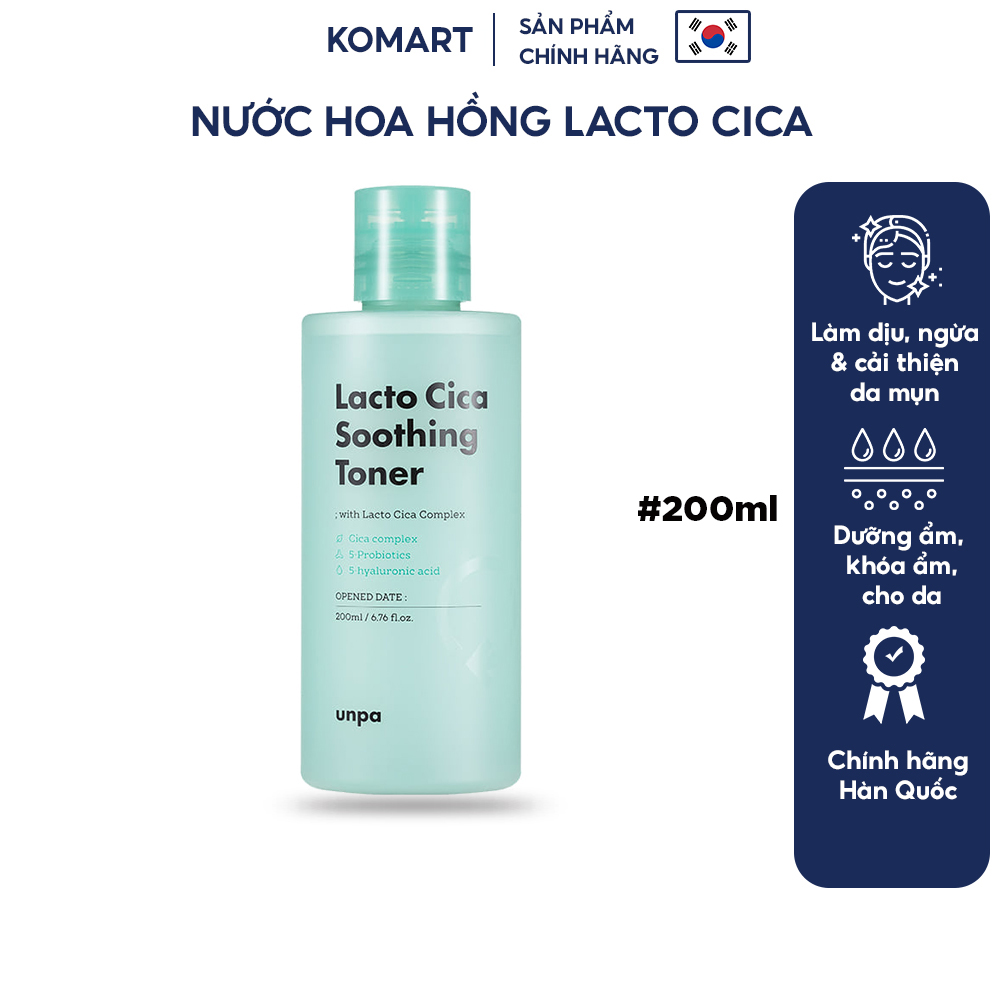 Nước Hoa Hồng Cải Thiện Da Mụn Và Làm Dịu Da Unpa Lacto Cica Soothing Toner Chính Hãng Hàn Quốc