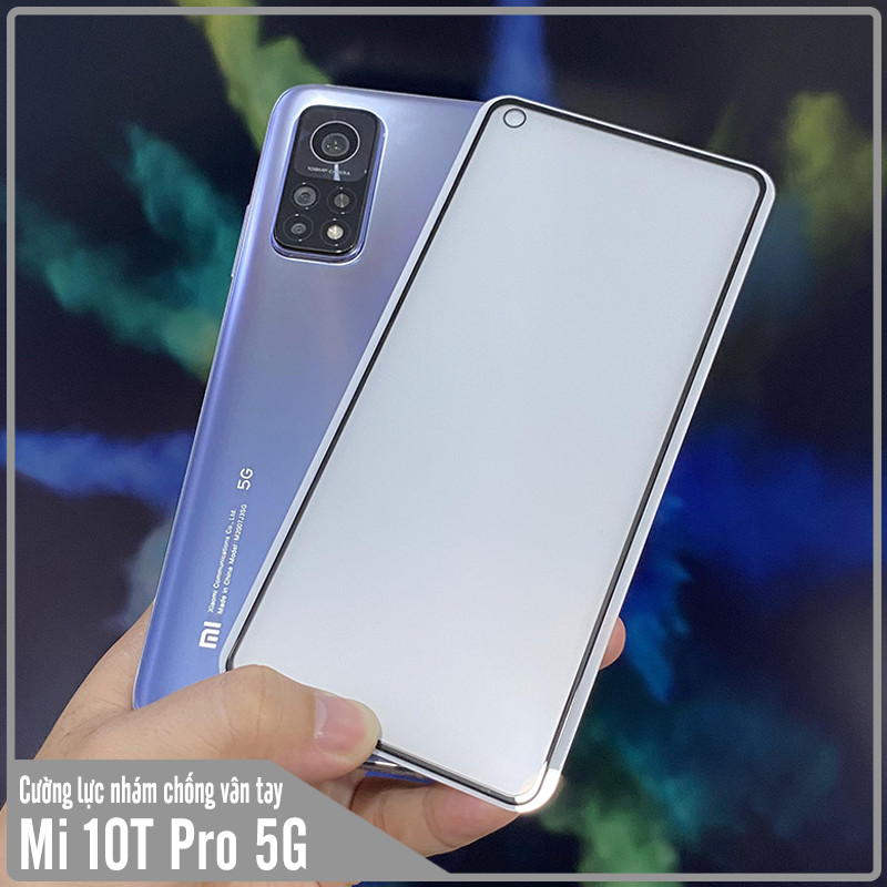 Kính cường lực nhám hạn chế vân tay cho Xiaomi Mi 10T Pro có viền đen