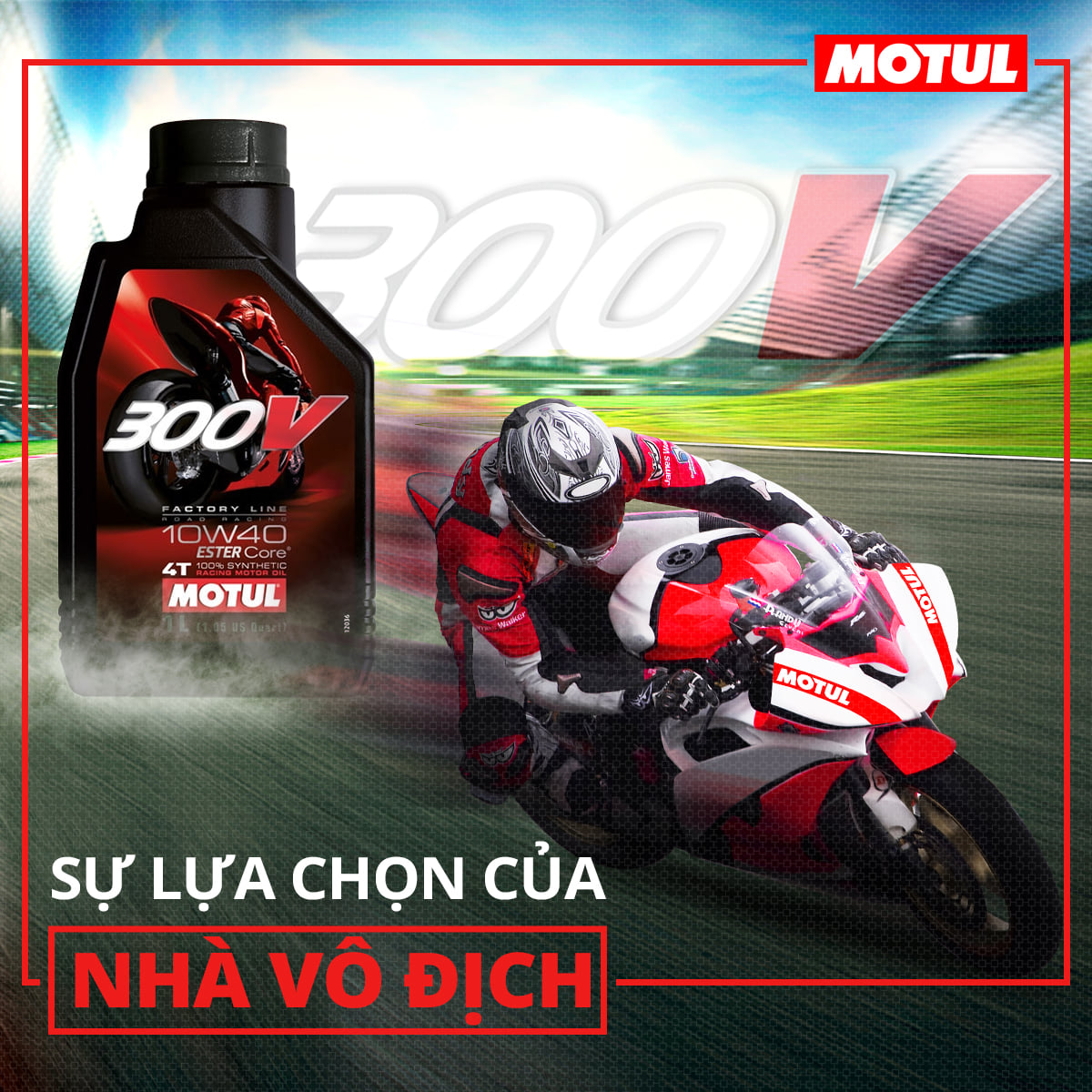 Dầu nhớt xe máy MOTUL 300V FACTORY LINE ROAD RACING 10W40 1L