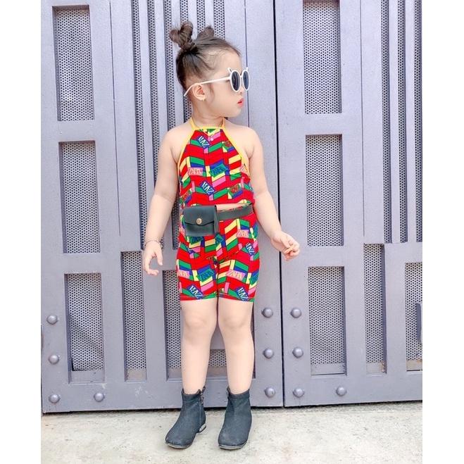 Set Mới Cho Bé Áo Yếm Cột Quần Ngố Thời Trang Chất Thun Mềm Mại