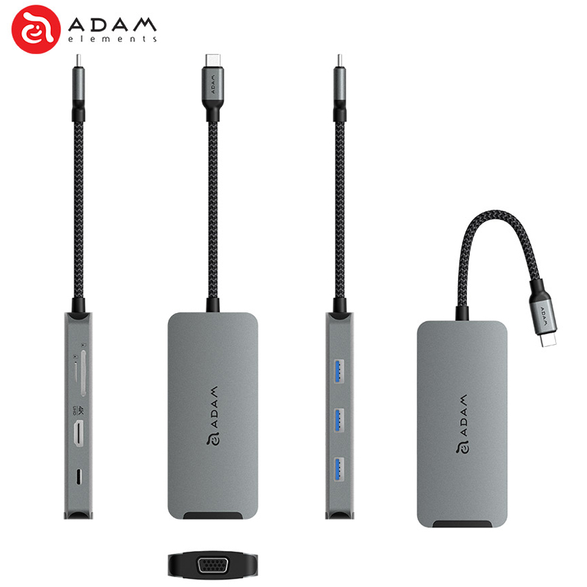 Cổng Chuyển Đa Chức Năng Adam Elements 8 in 1 USB-C CASA Multi-Function - Hàng Chính Hãng