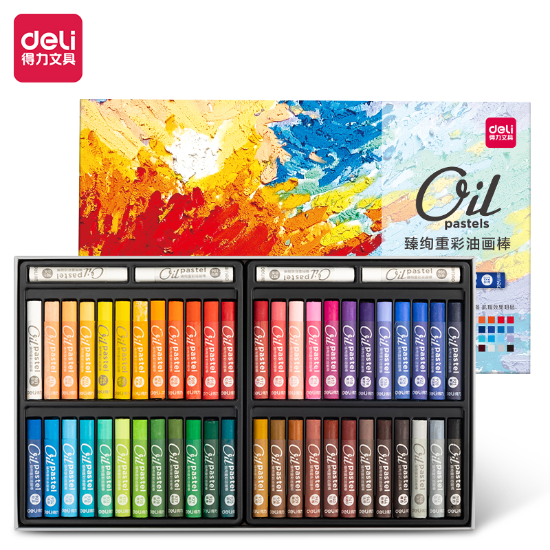 Bút Sáp Dầu Chuyên Nghiệp Soft Oil Pastels Đắp Tranh Nổi Vẽ Tranh Tô Màu Học Sinh Deli - Màu Hạng Hoạ Sĩ - Đính Kèm Nhiều Màu Trắng Nhiều Bảng Màu Đa Dạng Pastel