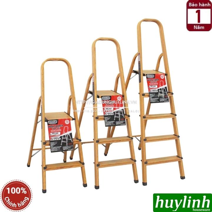 Thang nhôm ghế 4 bậc Oshima TG4 - Bậc cao nhất 84cm - Sơn tĩnh điện vân gỗ