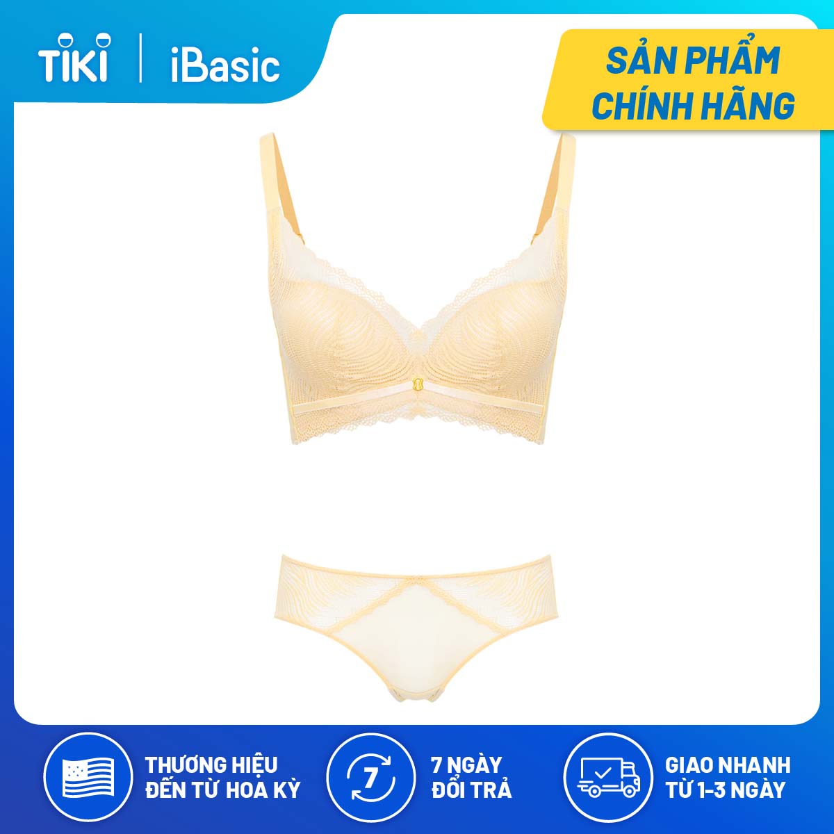 Hình ảnh Set áo ngực có gọng mút mỏng ren cup T-Shirt iBasic BRAW132 và PANW132