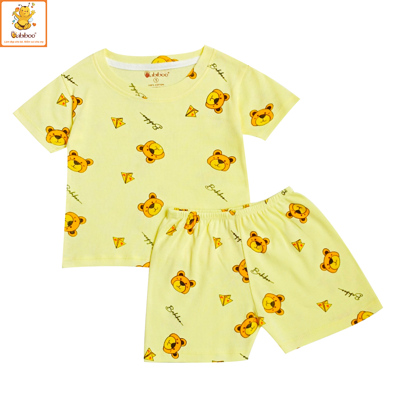 Đồ bộ bé trai, bé gái Babiboo bộ quần áo ngắn tay cotton họa tiết dễ thương BB132