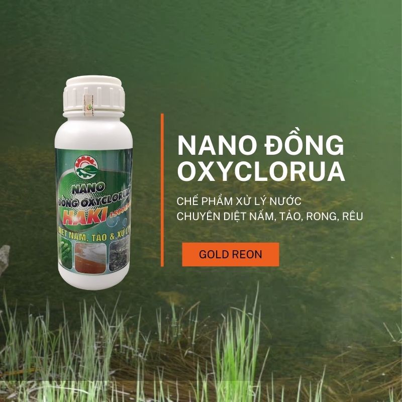 Nano đồng xử lý nước cho ao nuôi và bể cá cảnh . Chai 500ml nano đồng oxyclorua Haki chuyên diệt nấm, diệt rêu, cắt tảo, xử lý nước