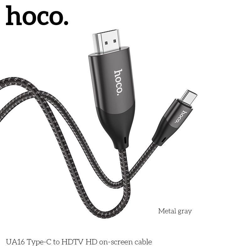 Cáp Type C ra HDMI 4K 2m Hoco UA16, dây chuyển hình ảnh âm thanh từ điện thoại sang máy chiếu, tivi hàng chính hãng