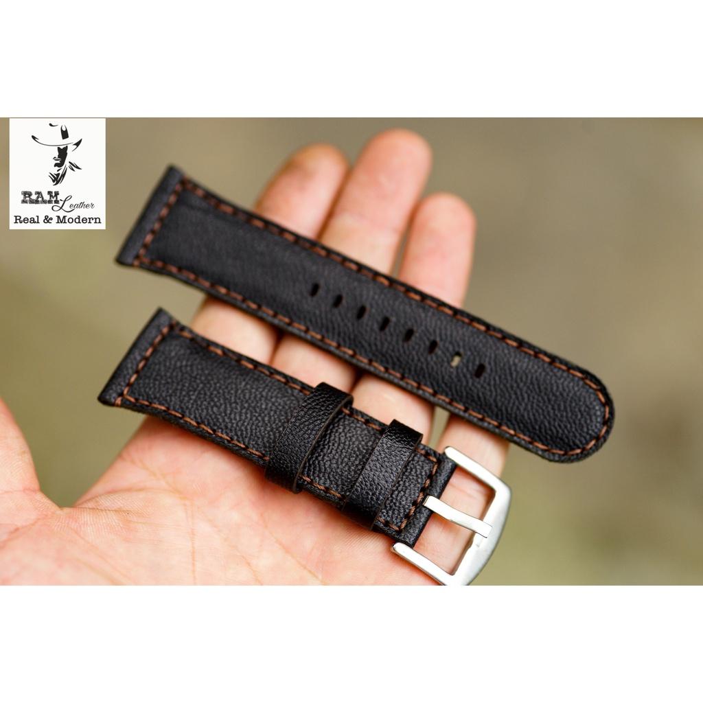 Dây đồng hồ Apple Watch da dê đen 26mm - RAM Leather