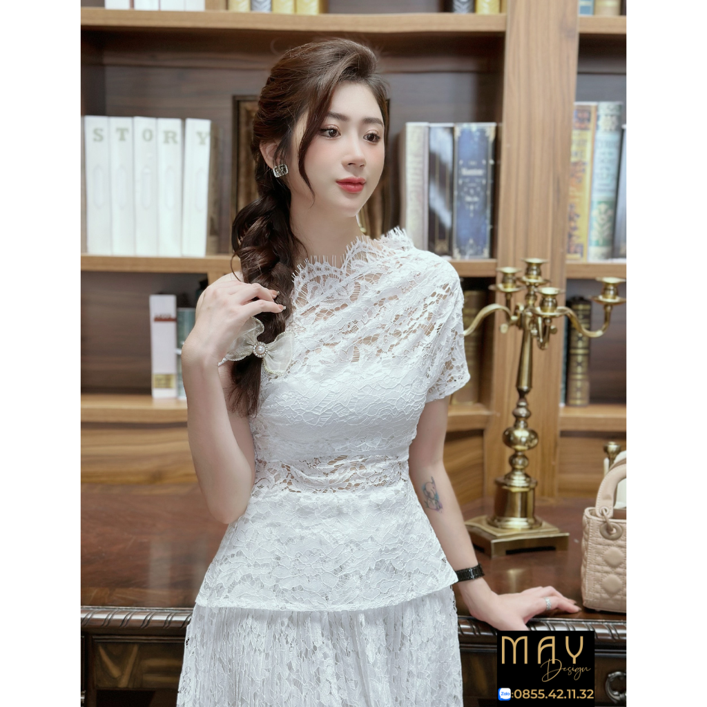 Set Váy Nữ Thiết Kế MAY CH43 Chất Liệu Vải Ren - Set Ren Đầm Nữ Thiết Kế Chuẩn MAY
