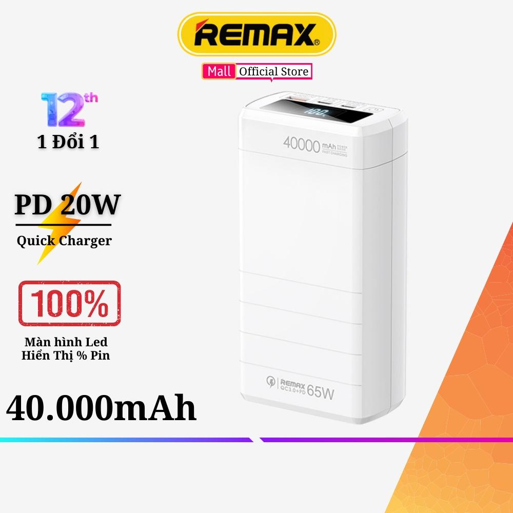 Pin sạc dự phòng 40000mAh 65W PD QC Remax RPP-310 sạc nhanh cho smatphone ipad máy tính bảng laptop - Hàng Chính hãng Remax