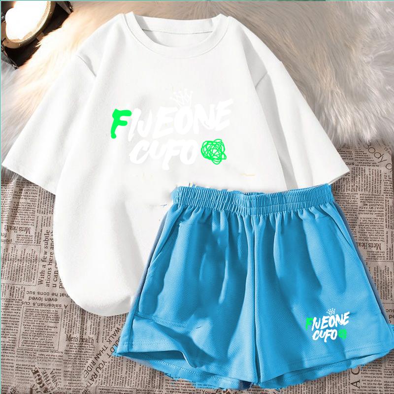 Đồ bé gái mùa hè mát SÀNH ĐIỆU HÀN QUỐC size đại bao gồm áo thun form rộng tay ngắn kèm quần đùi có túi 2 bên to
