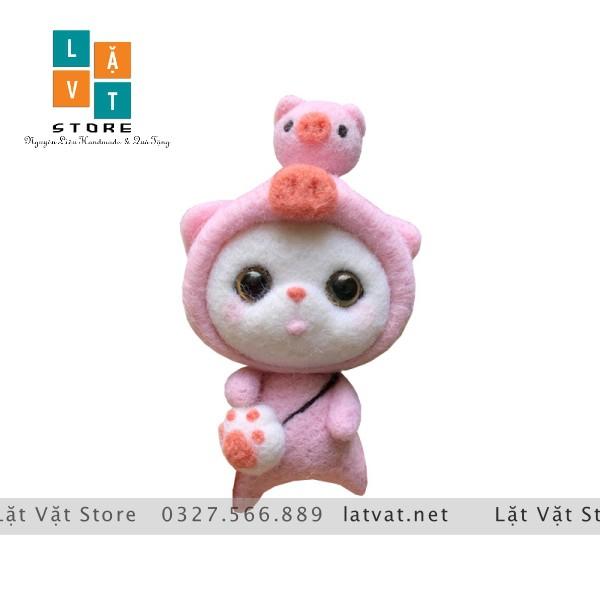 2021-Bộ len chọc Mèo Mũm Mĩm có hướng dẫn làm quà tặng ý nghĩa. Needle felting cat