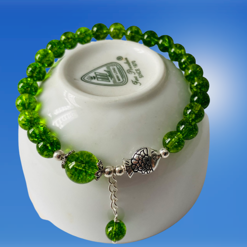 HCM- VÒNG TAY ĐÁ PERIDOT TỰ NHIÊN BẠC 925