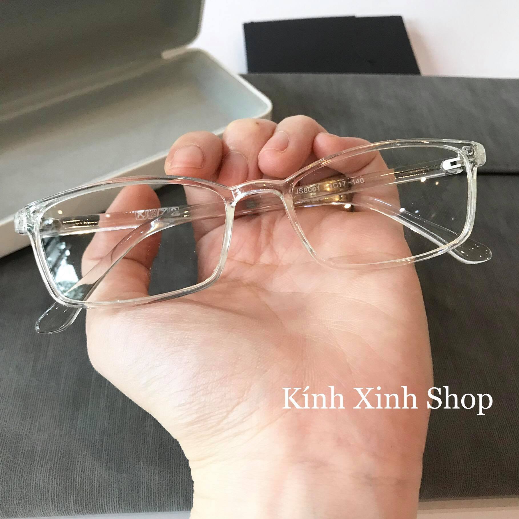 Kính Giả Cận, Gọng Kính Cận Nam Nữ Mắt Vuông Nhỏ Trong Suốt Không Độ - KÍNH XINH SHOP