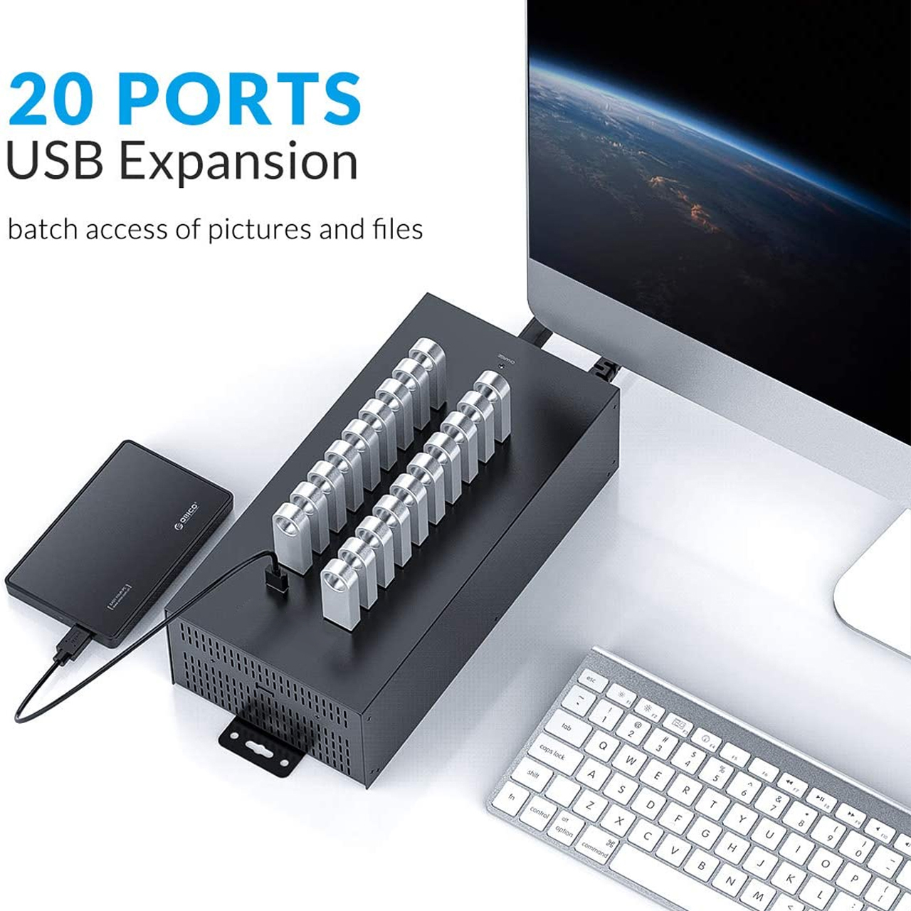Bộ chia usb IH30P-BK 30 /IH20P-BK cổng usb 2.0 hub chia usb 30 cổng hỗ trợ 30 thiết bị USB  cung cấp nguồn 0.5A-1.5A cho mỗi cổng sạc 480Mbps tương thích với điện thoại, iPad, máy tính bảng - hàng chính hãng