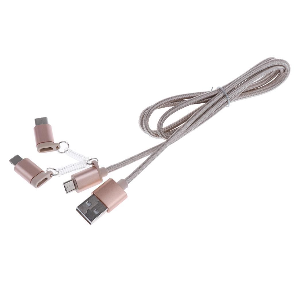3 In 1 Nylon Cable Micro USB/Type C Sync Charge For All Devices IPhone