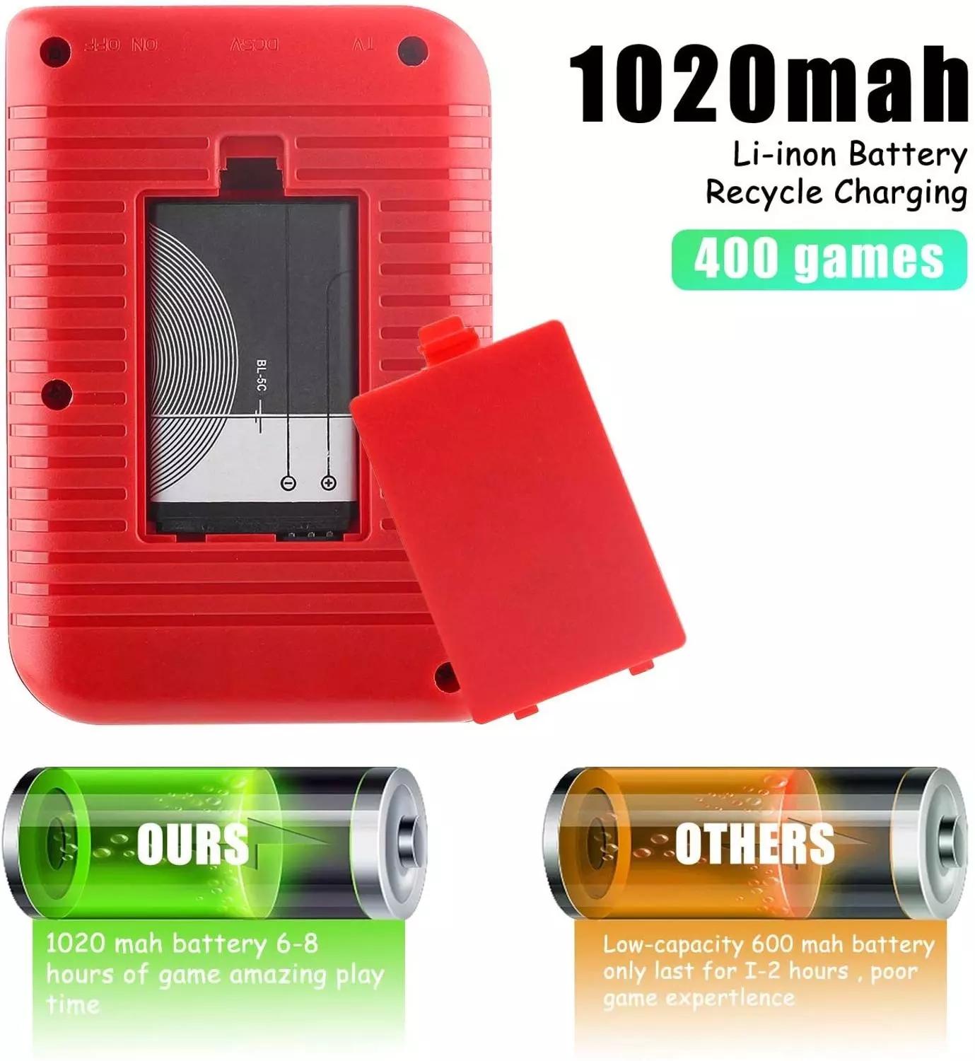 Máy điều khiển trò chơi video cầm tay mini cầm tay retro di động 8 bit 3,0 inch LCD Trò chơi màu trẻ em Người chơi tích hợp 400 Trò chơi Màu sắc: Màu đỏ