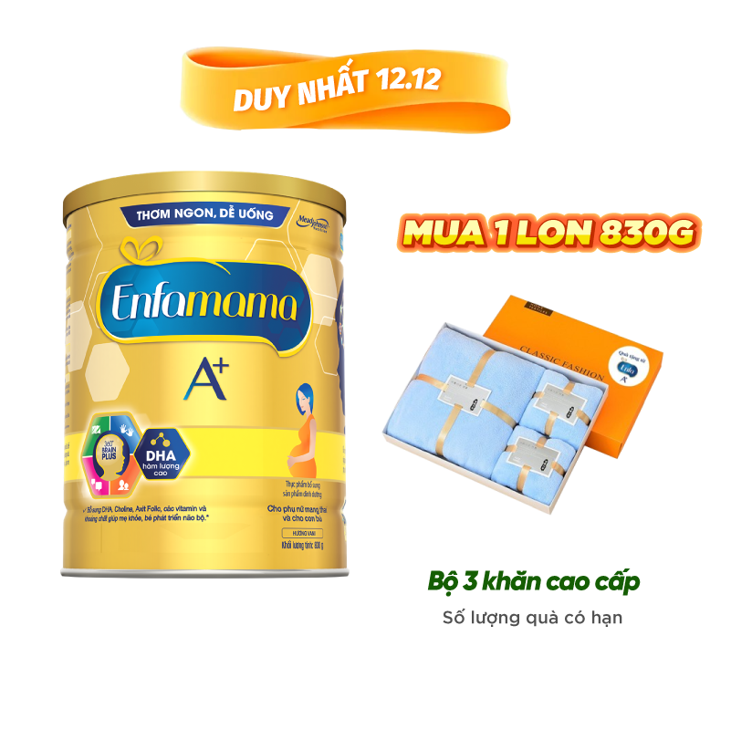 Sữa Bột Enfamama 360 Brain Plus Cho Mẹ Mang Thai Và Cho Con Bú - Vanilla - 830G