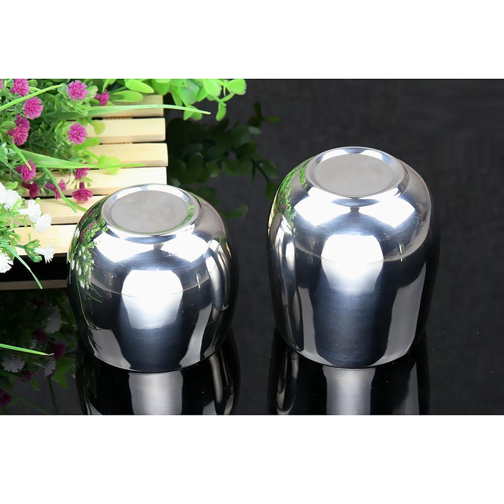 120ml+200ml Stainless Steel Double Wall Coffee Cup Beer Mug Curved Silver