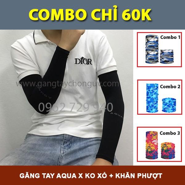 Combo Găng tay chống nắng X đen và khăn phượt đa năng che cổ che mặt