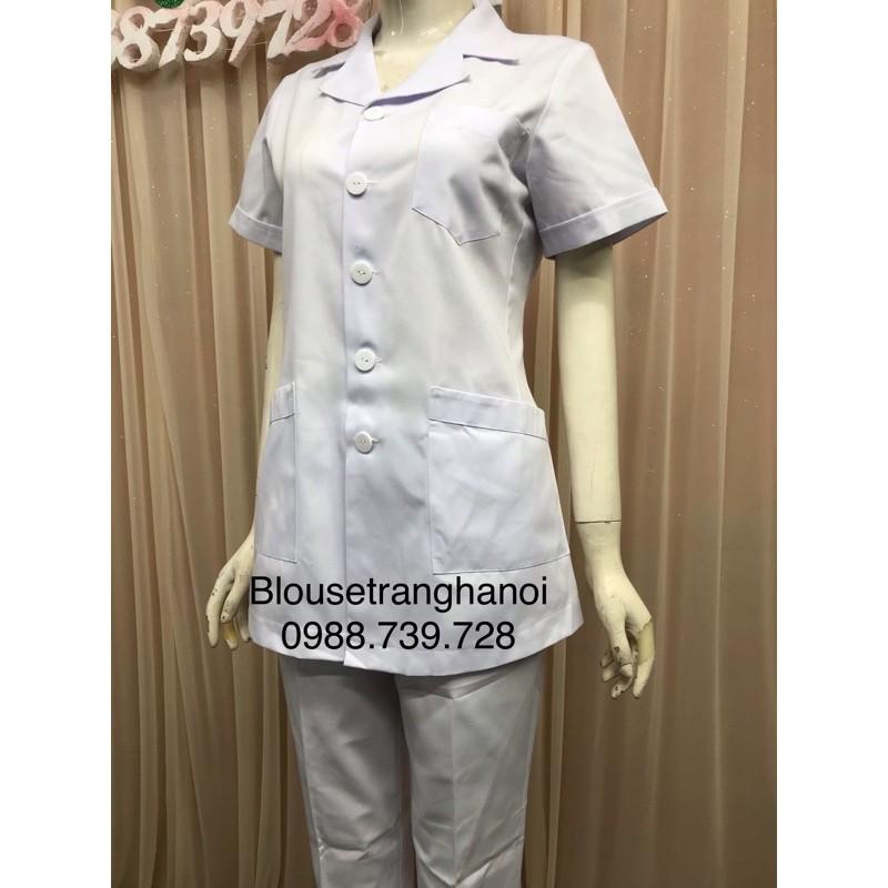 Áo blouse cộc tay thân ngắn, điều dưỡng, y tá - Blouse trắng Hà Nội