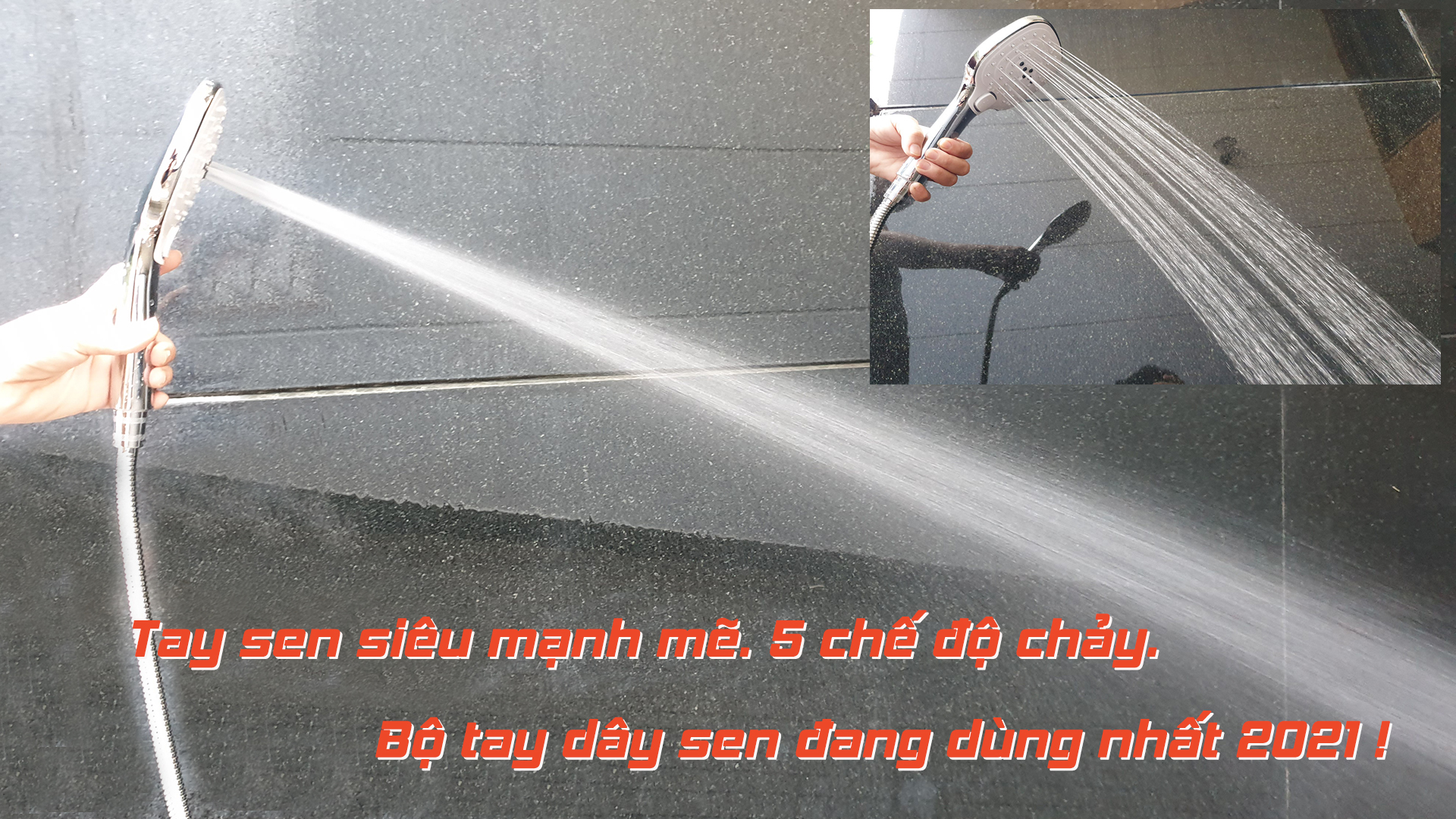 Bộ tay dây sen cao cấp 5 chế độ chảy chất liệu nhựa ABS mạ Chrome Eurolife EL-122SH
