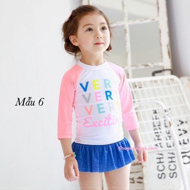 Bộ bơi dài tay chân váy cực xinh cho bé