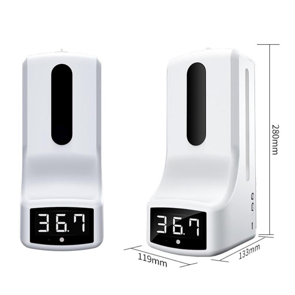 Wall-Mounted Body Thermometer Soap Dispenser, Non-Contact Digital Temperature Measurement with Alarm for Schools Offices Shops