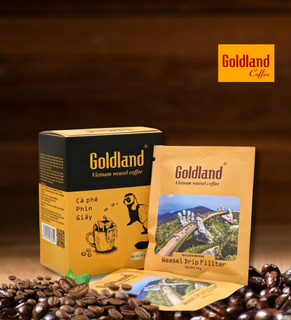 Cà phê Phin Giấy Goldland Hộp 70g (7 gói x 10g)/ Cà phê Song Nguyên