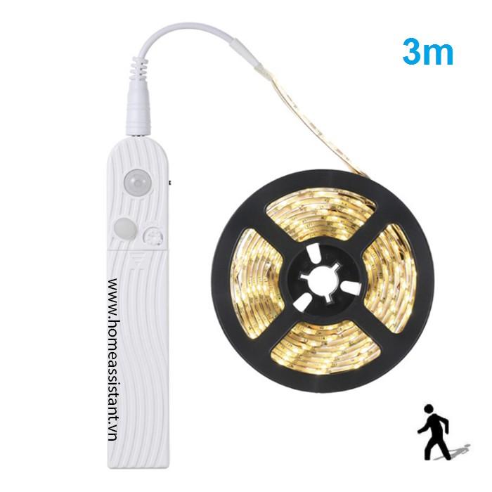 Bộ Đèn Led Dây Dài 3m Dùng Pin Cảm Ứng PIR Tủ Quần Áo DT03