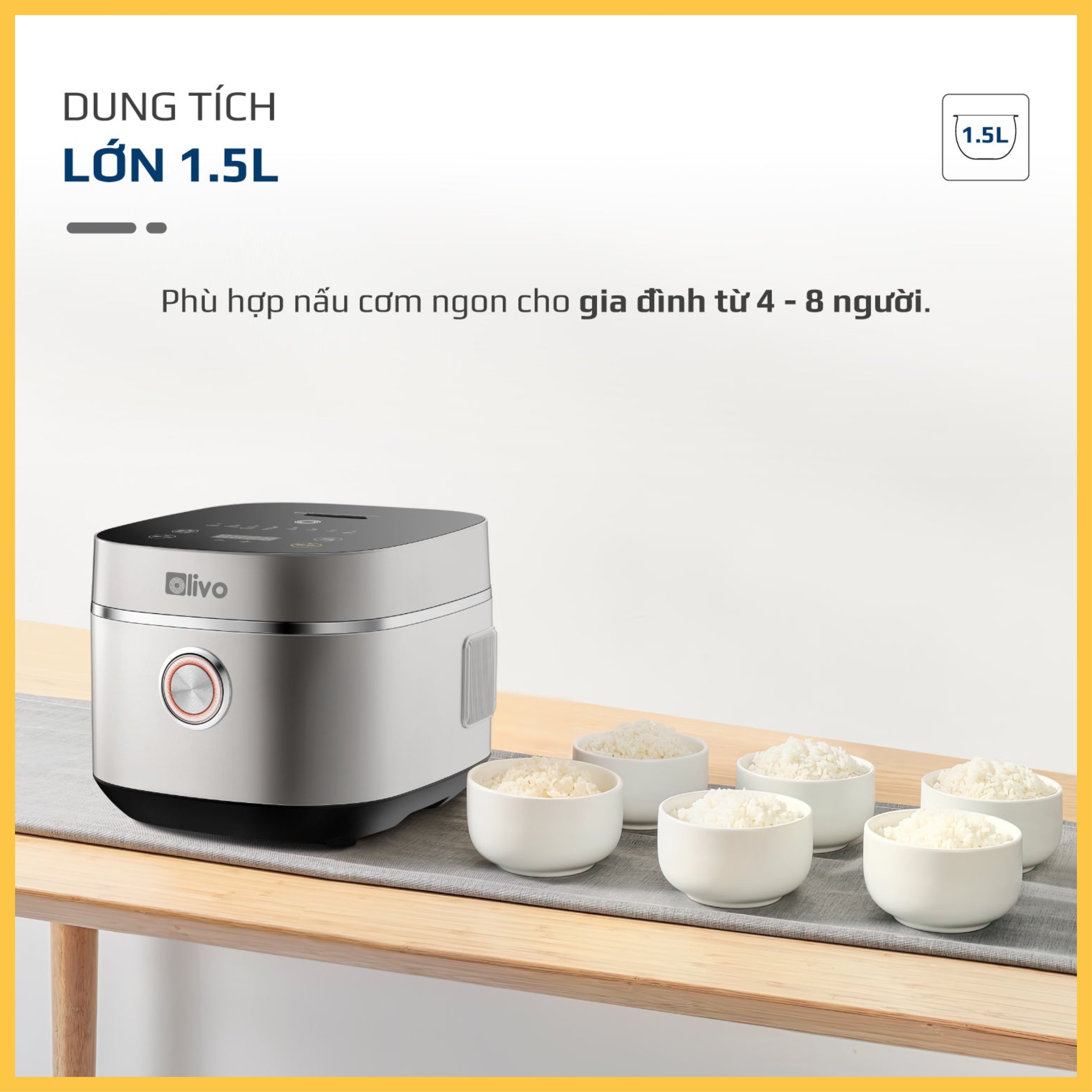 Nồi Cơm Điện OLIVO RC86 - Lòng Nồi INOX 304 Chống Dính Tự Nhiên- Hàng Chính Hãng