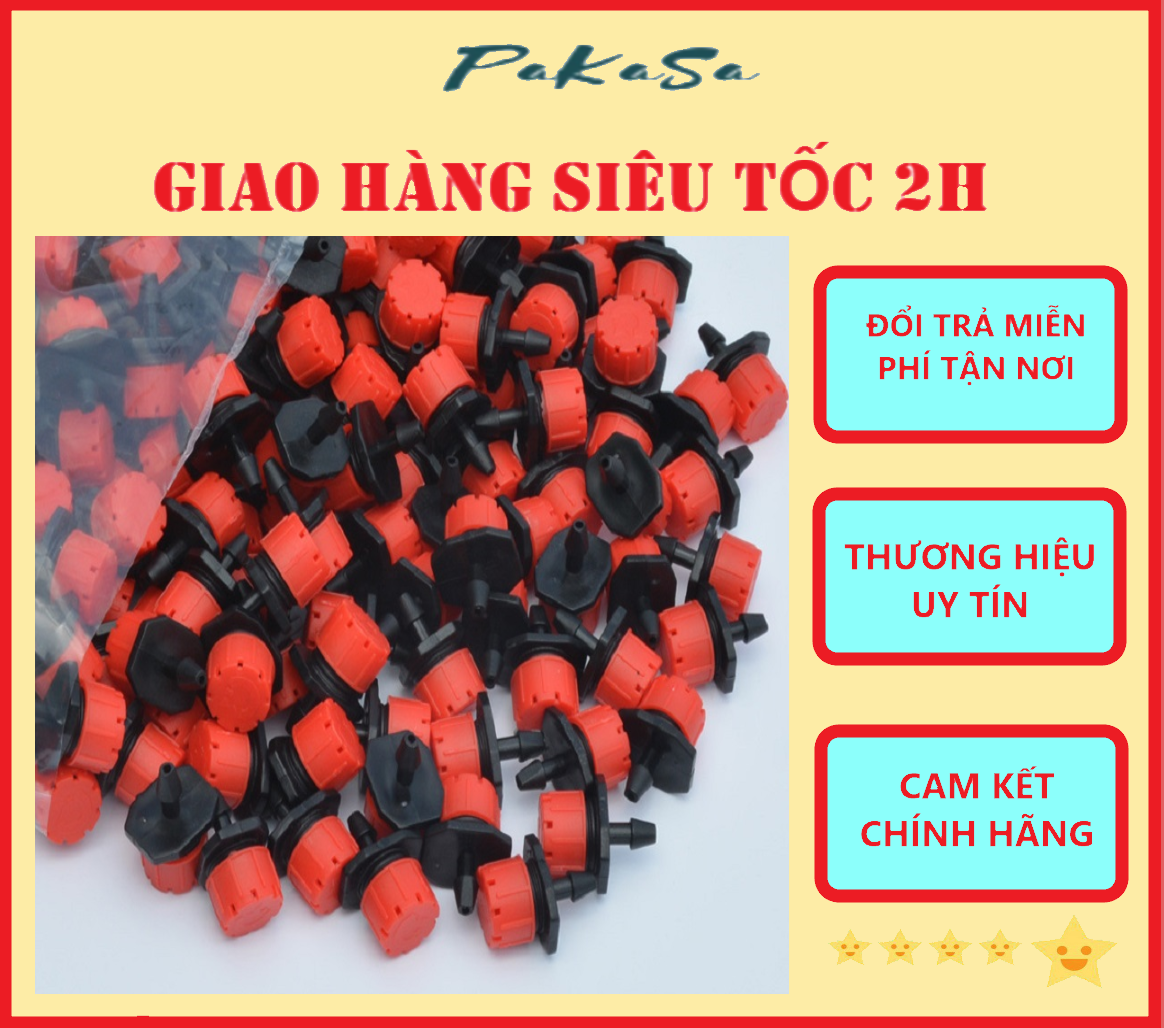 Combo 50 Đầu Tưới Cây 8 Tia Phun/ Nhỏ Giọt Điều Chỉnh Được Tốc Độ Và Lưu Lượng Dòng Nước PaKaSa