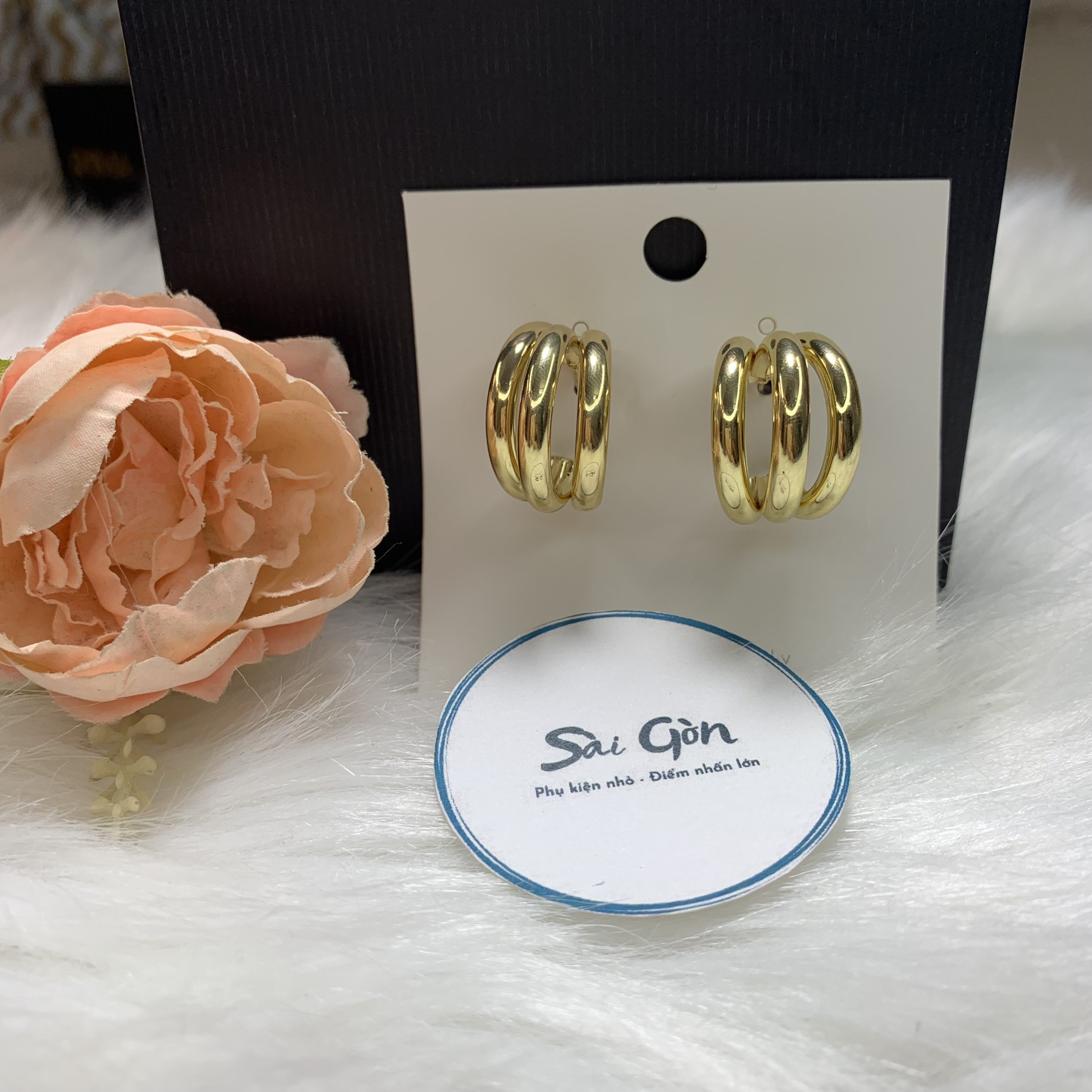 Boong tai mạ vàng phong cách cổ điển SAIGON ACCESSORY