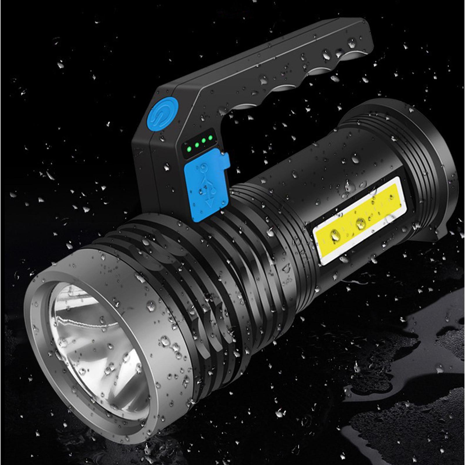 2x Super Bright Torch Searchlight Handheld Portable LED Spotlight USB Rechargeable Flashlight for Mining,Camping, Hiking, Fishing