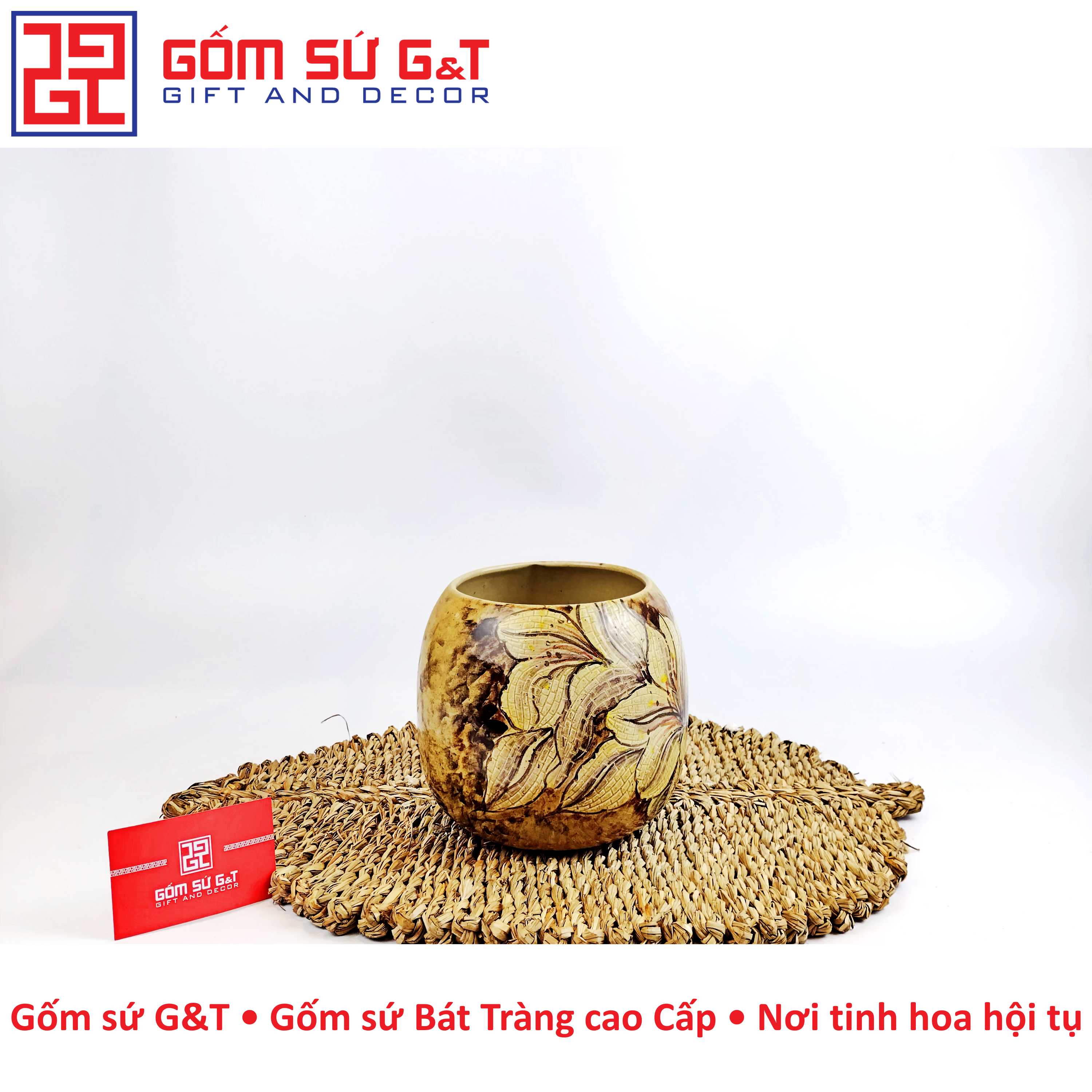Lọ hoa chum miệng rộng hoa loa kèn Gốm Sứ G&T
