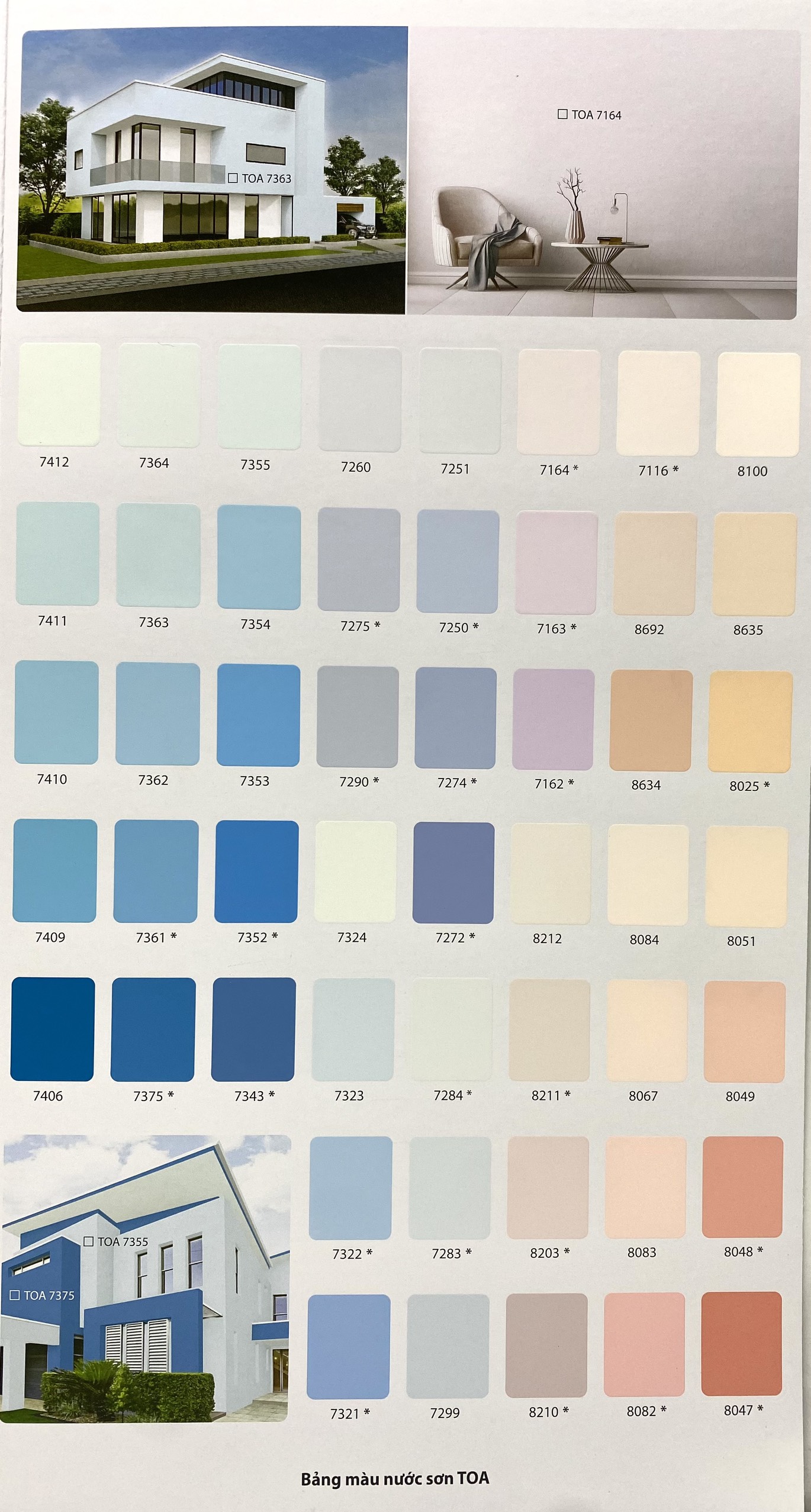 Sơn nước Toa 4 Season Top Silk dễ lau chùi nội thất màu xanh da trời 7411 _18L