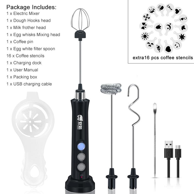 YAJIAO Điện Mới Trộn Xay Sinh Tố Bọt Sữa Cầm Tay Có Sạc USB Dock Không Bong Bóng Máy Làm Đánh Cho Cà Phê Cappuccino