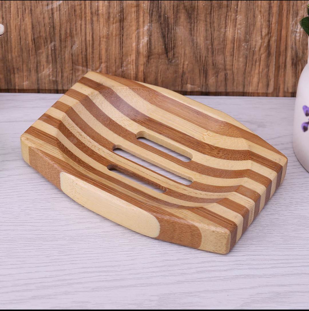 Style Bamboo Soap Dish handmade/ Khay dĩa gỗ để xà phòng handmade bằng gỗ tự nhiên, hình bầu dục, kiểu dáng sang trọng, decor trang trí nhà cửa gần gủi thiên nhiên