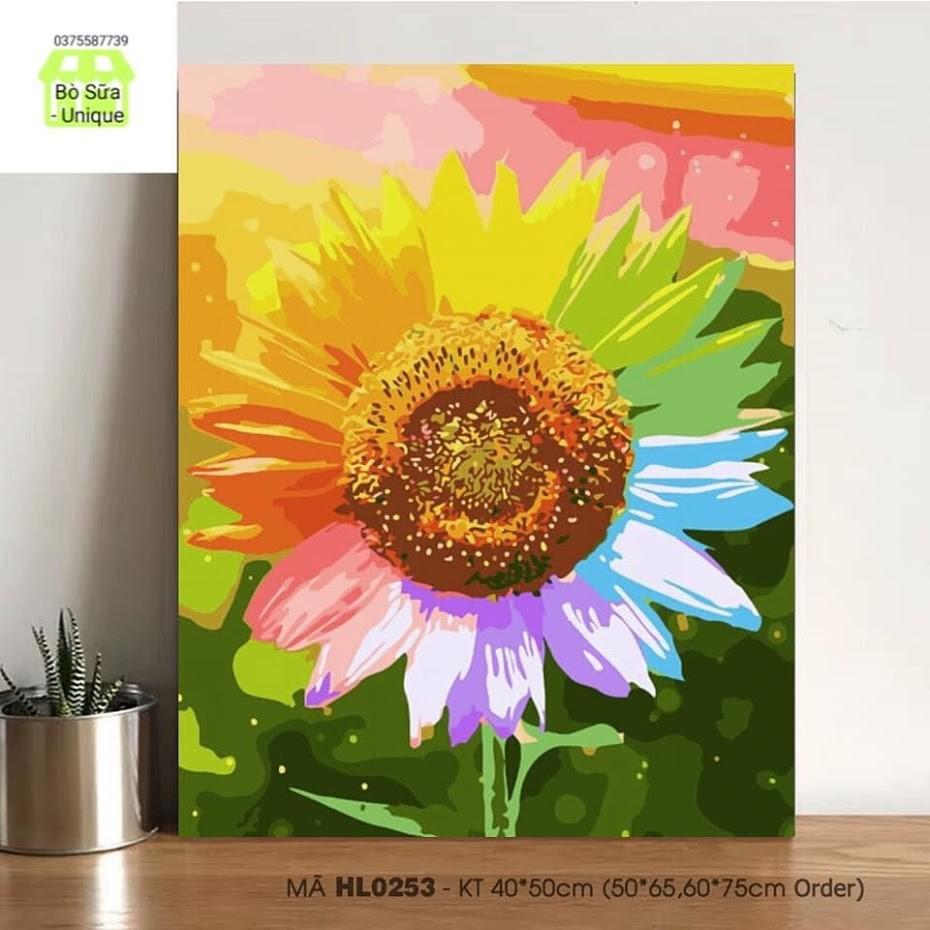 Tranh sơn dầu số hóa  giá size 40x50 đã căng khung và đầy đủ phụ kiện