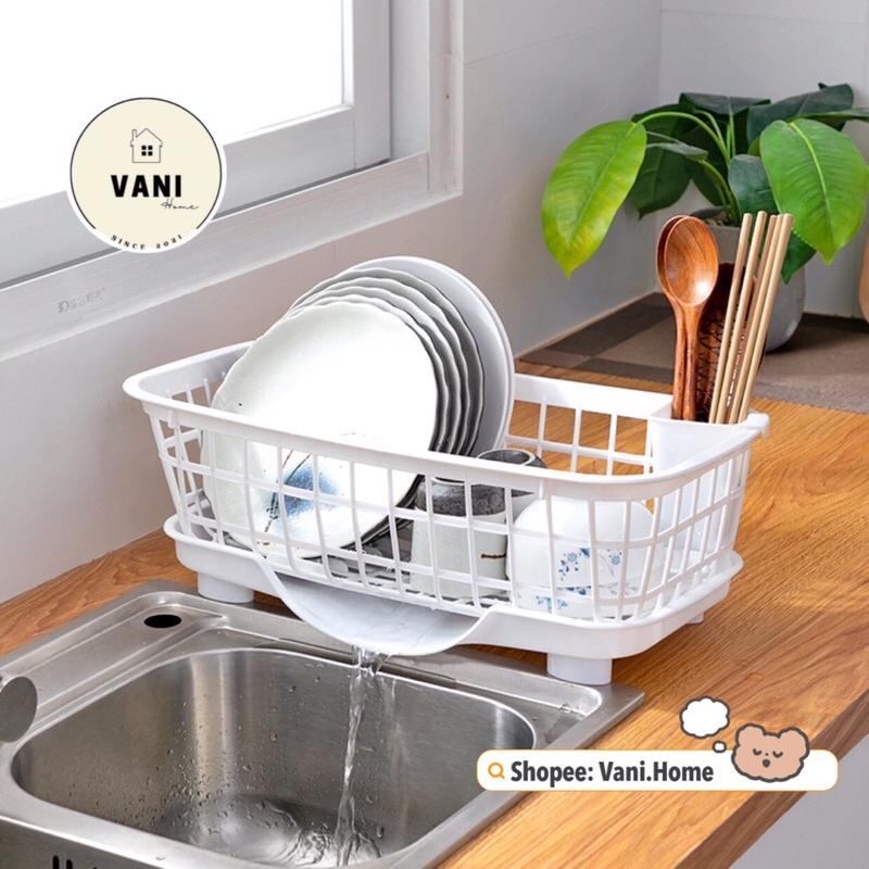Khay kệ rổ úp chén dĩa bát đũa muỗng có khay hứng nước thông minh tiện lợi - Rổ úp chén bát rửa chén đa năng