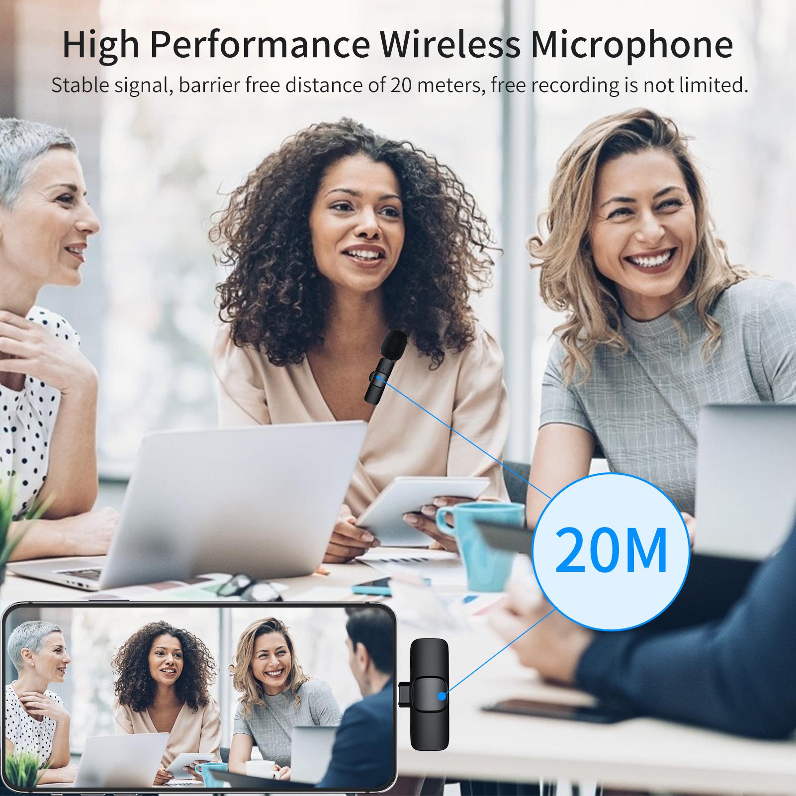 Mini Wireless Lavalier Microphone 360° Omnidirectional Lapel Mic Noise Reduction for Live Streaming Video Online Class