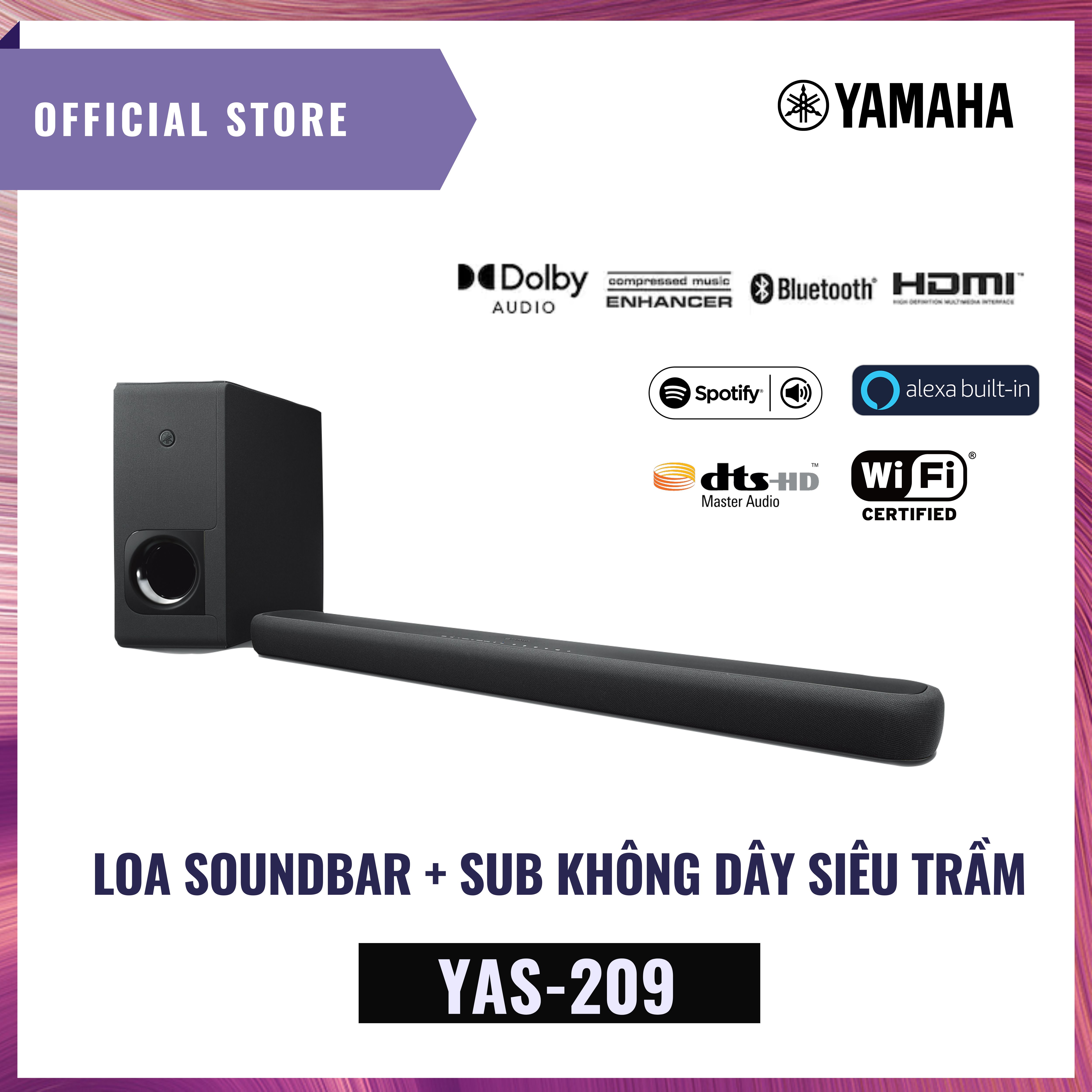 Loa thanh Soundbar Yamaha YAS-209 -  Âm thanh vòm 3D với DTS Virtual:X - Bluetooth 4.2 - Hàng Chính Hãng