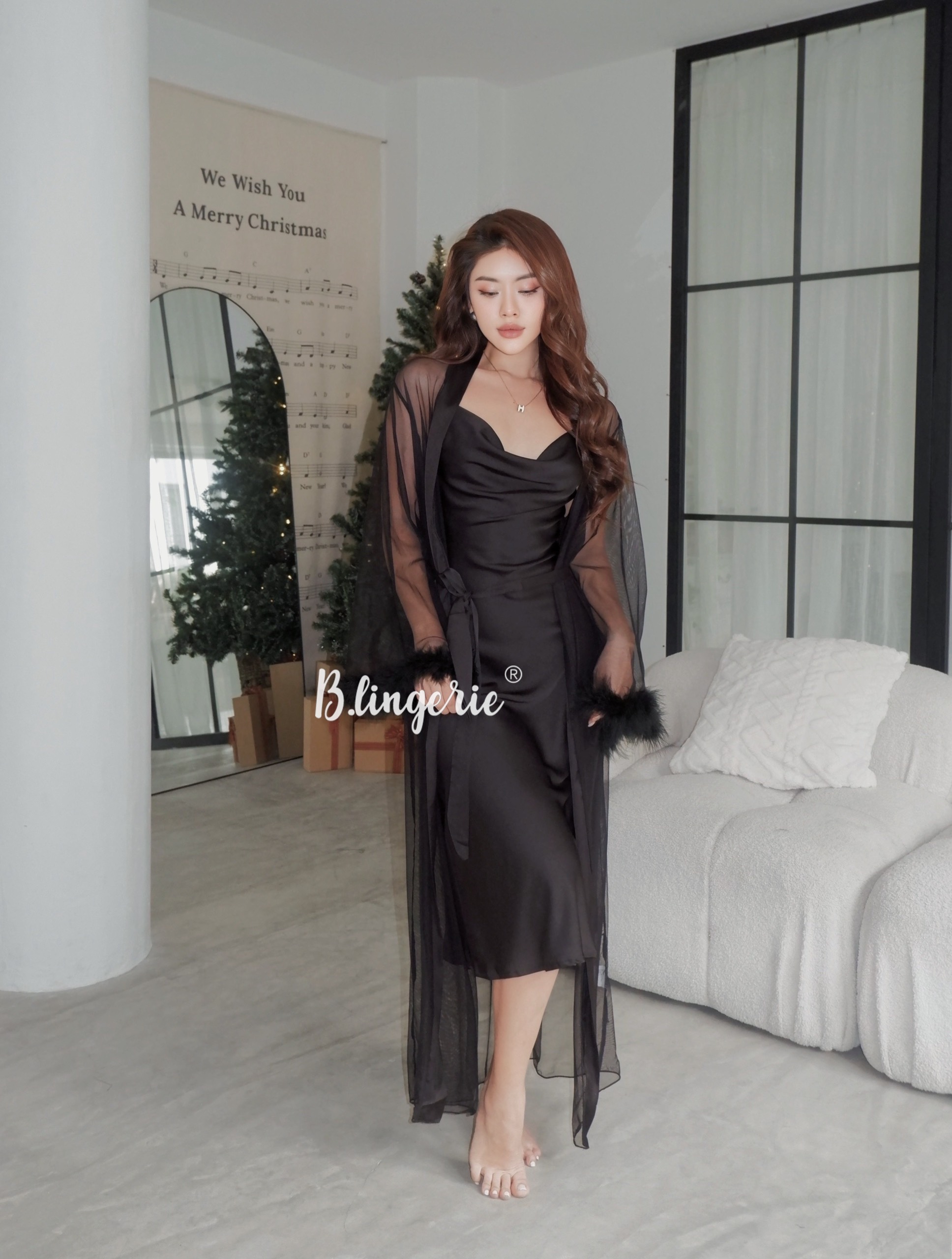 Váy Ngủ Trơn Xẻ Tà Nữ Tính - B.Lingerie
